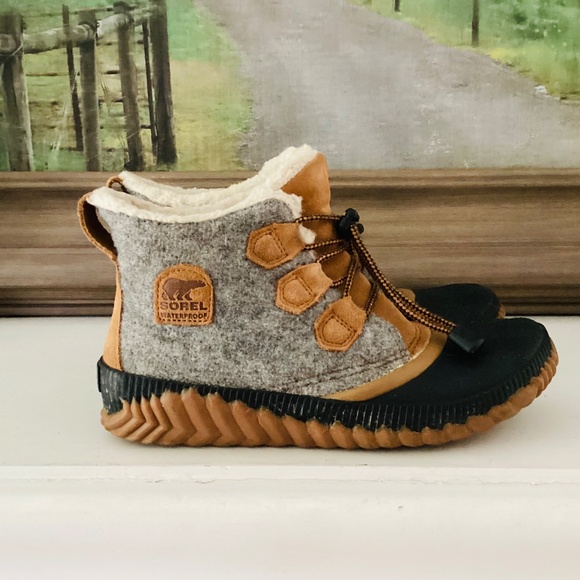 Sorel Out N About Plus Duck Boots Women US 5 UK 4 Snow Gray Felt Tan NY1954-052 - Picture 4 of 12